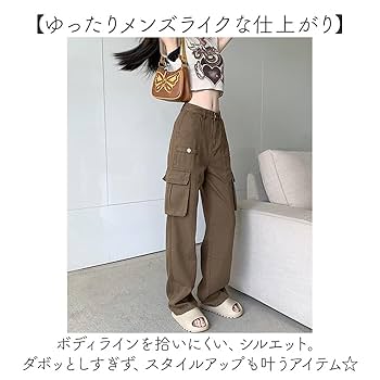 Amazon.co.jp: カーゴパンツ レディース ワイドパンツ Lサイズ